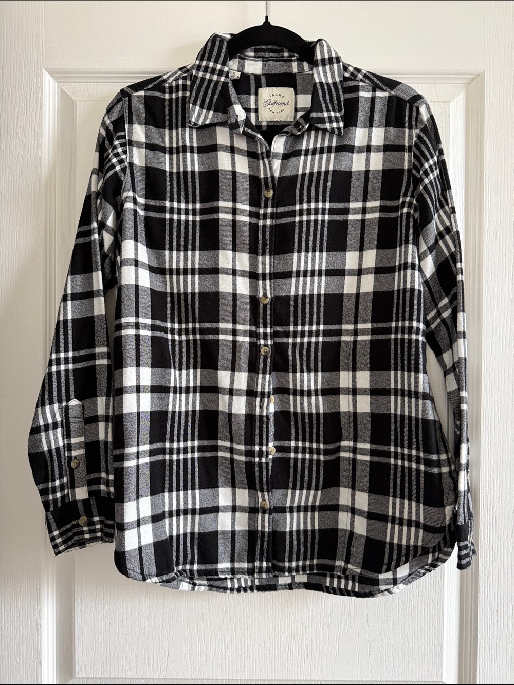 Jachs Black and White Plaid Button-Down Shirt